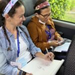 Sharing and reflecting on the bus, in route to Teotihuacan, 9-4-22