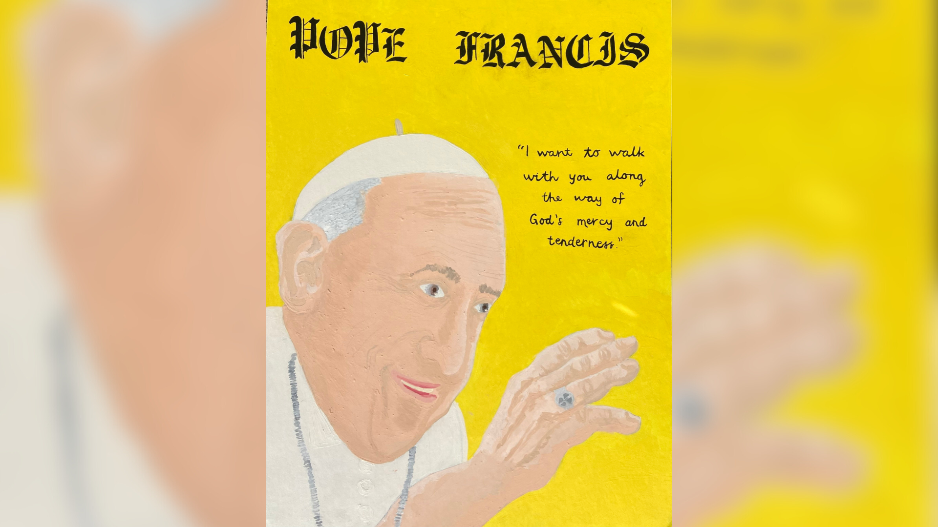 “Pope Francis Waving” by Sara Myers, Art and Synodality Project ﻿